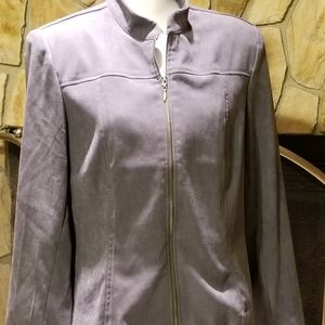 Harve Benard Gray Suede Zip Jacket Size L